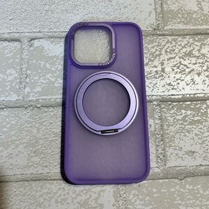 QTlier Purple Phone Case with Magnetic Rotating Ring Stand - iPhone 15 pro max